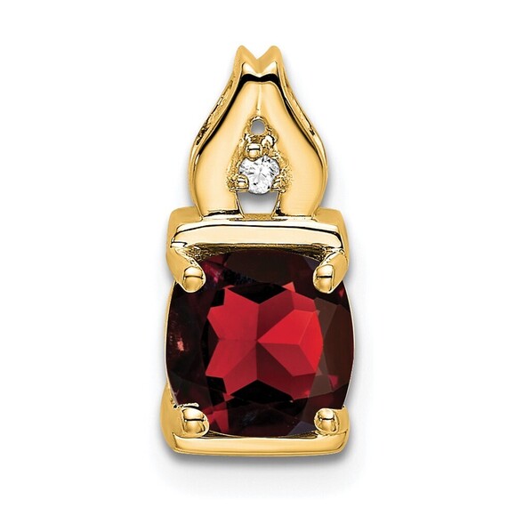 Kazi Luxury Jewelry - 14k Yellow Gold Garnet And Diamond Pendant